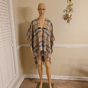 Plaid Fringe Women's Cape